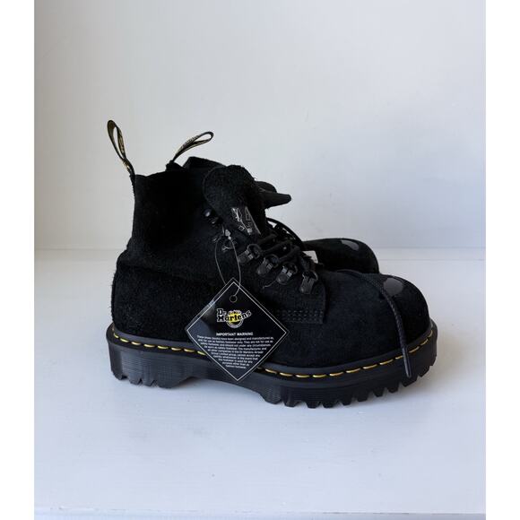 Dr Martens 1460 Pascal Steel Toe Boots Black Suede Size 8 Men's Women's 9.5 New - Picture 1 of 6